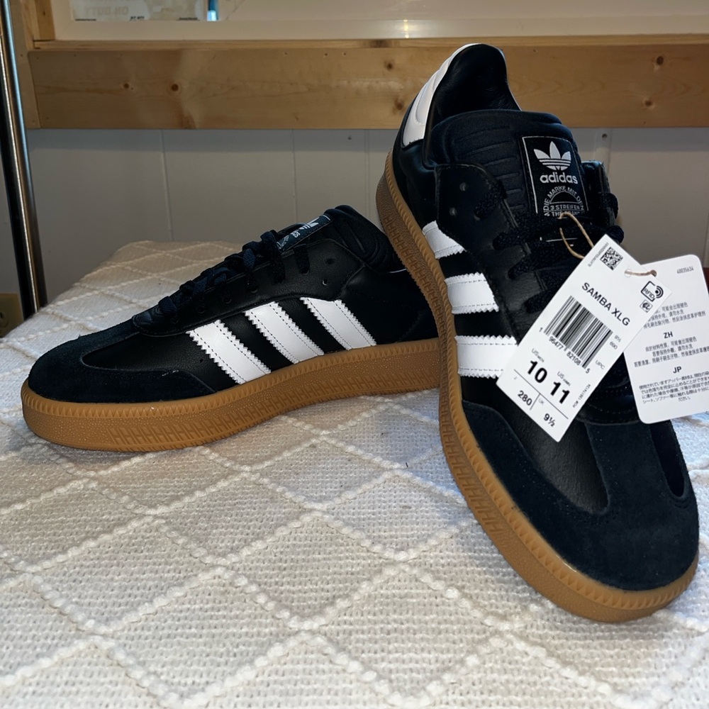 Adidas Samba XLG sneakers in a core black and white. New with tags size 10